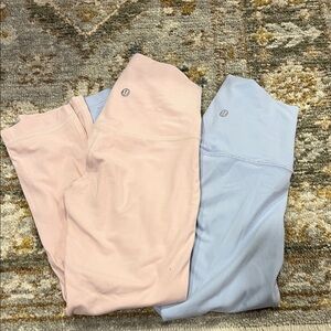 Lot of 2 Lululemon light Pink and Lavender Align 19” Crop Leggings size 0